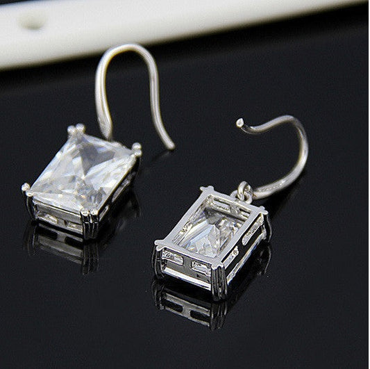 Royalty Earrings Emerald Cut Big Solitaires On Hooks Vista Shops